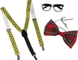 Kit de carnaval nœud papillon avec lunettes et bretelles