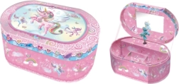 PECOWARE boîte à bijoux ovale avec mécanisme musical Licorne