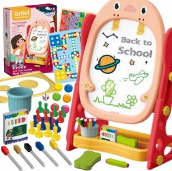 WOOPIE tableau magnétique double face pour dessiner et apprendre les lettres et les chiffres, 56 pièces