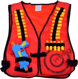 Gilet tactique pour enfants avec balles en mousse et pistolet, compatible avec NERF – Rouge