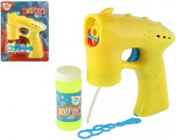 Pistolet à bulles jaune avec recharge, plastique 13 cm