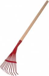 Râteau à main pour enfants avec manche en bois 80 cm – Rouge