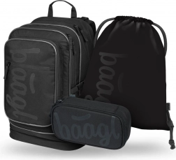Ensemble scolaire BAAGL : Sac à dos, trousse et sac Cubic Uni noir