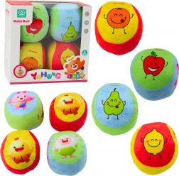 Set de balles souples pour bébé – motifs de fruits, 4 pcs