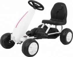 Kart à pédales pour enfants avec transmission par chaîne et roues en gomme – Blanc