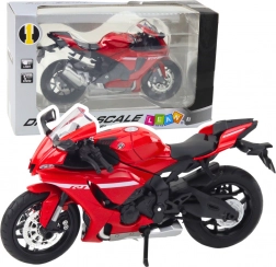 Moto en métal sportif rouge avec éclairage et sons R1 1:12