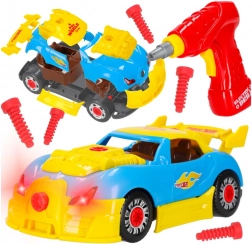 Kit de voiture de course avec tournevis électrique 2-en-1 avec lumières et sons