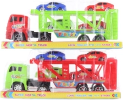 Set de jeu camion transporteur avec 4 petites voitures