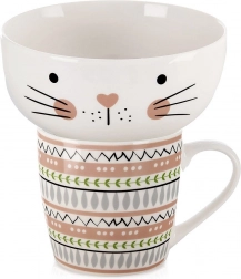 Set en porcelaine pour enfants : tasse et bol avec chat, 2 pièces