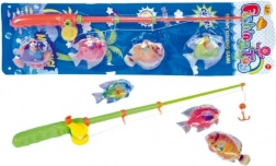 Jeu de pêche magnétique avec poissons en plastique et canne