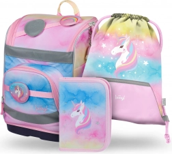 Set 3 BAAGL Zippy plus Rainbow Unicorn : cartable, trousse et sac