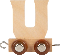 wagon en bois avec la lettre U pour circuits de trains small foot
