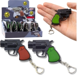 Mini porte-clés en forme de pistolet avec lumière LED et laser 6,5 cm