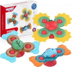 Woopie baby spinner sensoriel 3-en-1 – set de jouets colorés à ventouse