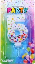 Bougie de fête numéro 5 à pois
