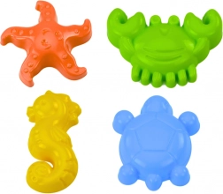 Moules de mer pour sable, ensemble de 4 pcs: crabe, tortue, étoile de mer, hippocampe - jaune, vert