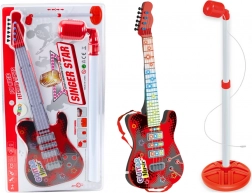 Guitare électrique pour enfants avec trépied et microphone à piles – rouge