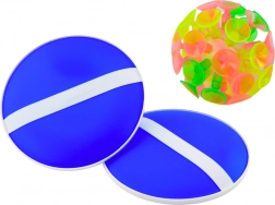 Jeu d'adresse avec raquettes rondes et balle à ventouses Bleu