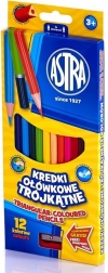 ASTRA crayons de couleur triangulaires avec taille-crayon, 12 pcs