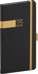 Agenda de poche Twill 2025 noir et or