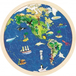 Puzzle en bois double face du monde 57 pièces GOKI
