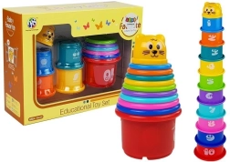 Pyramide de Gobelets pour Enfants avec Motif de Chat