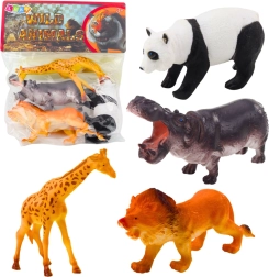 Set de figurines d’animaux sauvages – panda, girafe, lion et hippopotame (4 pcs)