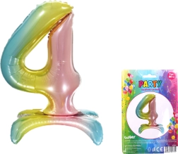 Ballon chiffre 4 arc-en-ciel 80 cm