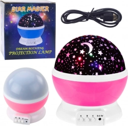 Lampe LED rotative et projecteur d’étoiles 360° – rose