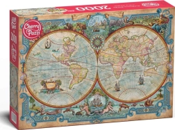 Puzzle CHERRY PAZZI carte du monde des grandes découvertes 2000 pièces