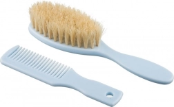 Brosse et peigne à poils naturels Akuku bleu