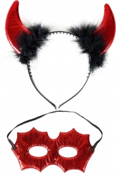Set de diadème diabolique et masque rouge – ensemble de costume
