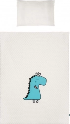 Parure de lit bébé 3 pièces pour lit à barreaux BELISIMA Dino 3D crème‑turquoise 90×120