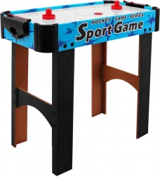 Air hockey pro pour enfants avec imitation bois, ventilateur et accessoires – Bleu