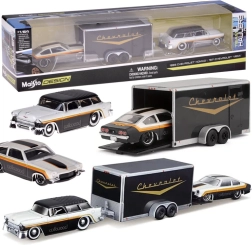 Voitures métalliques Maisto Chevrolet Nomad 1955 et Chevrolet Vega 1971 avec remorque