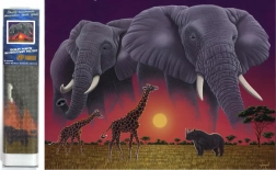 Peinture diamant Éléphants dans la savane 30x40 cm