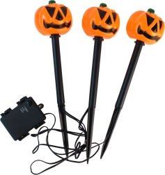 Piquet de jardin LED citrouilles Halloween, lot de 3 pièces, 30 cm