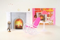 Glorie set avec cheminée et mobilier pour poupées
