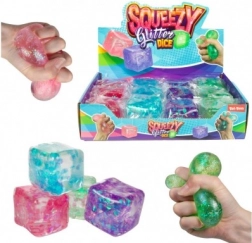 Cube anti-stress à presser scintillant 6 × 6 cm