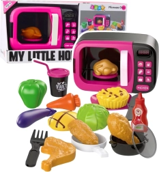 Mini four à micro-ondes pour enfants avec accessoires, lumières et sons – rose