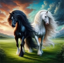 Peinture diamant noir et blanc 30 × 40 cm