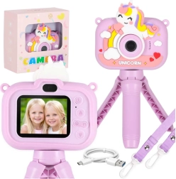 Appareil photo numérique pour enfants Licorne avec trépied et carte de 8 Go