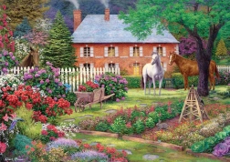 Puzzle Jardin avec des chevaux 1500 pièces