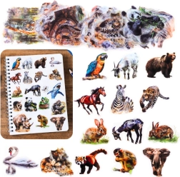 Ensemble de 50 autocollants transparents d’animaux sauvages