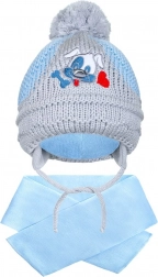 bonnet d’hiver pour enfant avec écharpe New Baby petit chien bleu foncé (3–4 ans)