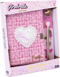 Journal en tweed avec cœur à paillettes