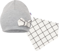 Bonnet et bandana pour bébé NEW BABY Missy gris 68 (4–6 mois)