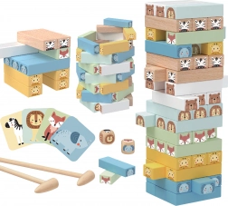 WOOPRIE Jeu en bois Tour chancelante Animaux 82 pcs