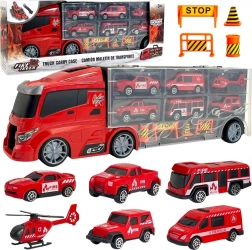 WOOPIE Transporteur de pompiers 3-en-1 rouge 11 pcs