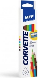 Crayons de couleur MFP triangulaires 6 pcs avec taille-crayon